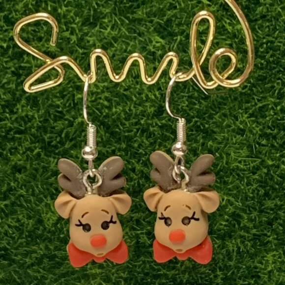 Reindeer Earring, Rudolph Earring, Gift Idea, Christmas Earring, Holiday Earring - Picture 4 of 6